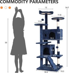 54in Multi-Level Cat Tree Tower Furniture Activity Center with Scratching Posts