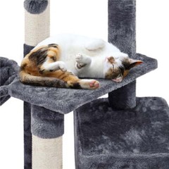 34.5″ H Cat Tree Tower with Condo and Perches, Dark Gray