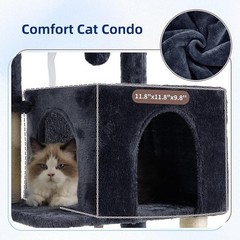 Durable Cat Tree Tower W/ Hanging Basket Sisal Rope & Cozy Condo Indoor Cats New