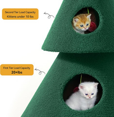 Cozy Christmas Cat Tree Tower with 2 Houses & Plaything for Indoor Cats