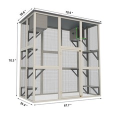 Large Catio Cat Enclosure Weatherproof Wooden Outdoor Asphalt Roof Cat Cage