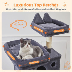 Cat Tree 71-Inch, Cat Tower for Indoor Cats Large Adult, Multi-Level Large Cat C