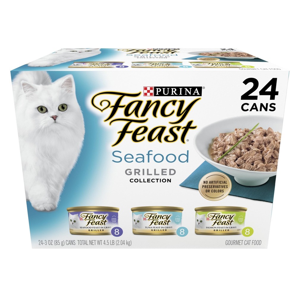 Purina Fancy Feast Grilled Wet Cat Food Seafood Collection in Variety Pack 3Cans