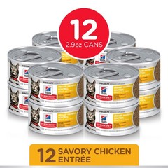 Hill’s Science Diet Urinary Hairball Control Cat Food Savory Chicken 12×2.9oz