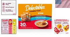 Delectables Stew Wet Cat Treats, Variety Pack – 30 Count