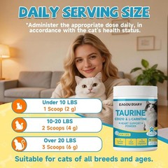 Taurine Powder for Cats Taurine, Feline Heart Vision, Energy Vitality 200g