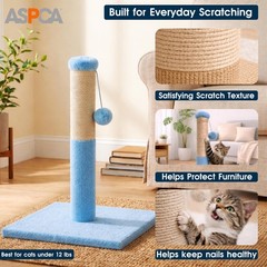 Cat Scratching Post for Indoor Cats – Compact Sisal Rope Scratcher with Hangi…