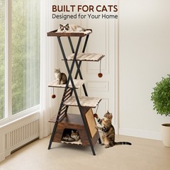 72.5″ Heavy Duty Metal Frame Modern Cat Tree Tower Wooden Cat Condo Furniture