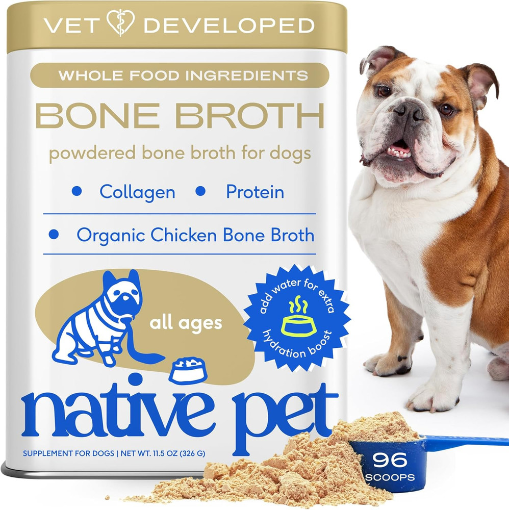 Bone Broth for Dogs and Cats – Chicken Bone Broth Powder Dog Food Toppers for Pi