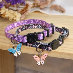 Cat Collar Breakaway, 2 Pack Cotton Kitten Collars with 7-11”, Butterfly