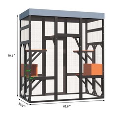 Outdoor Catio Cat Enclosure with 5 Platforms & 2 Napping House Large Cat House