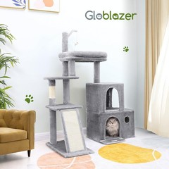 Globlazer Cat Tower for Indoor Adult Cats, 50-inch Heavy 50 inch, Light Grey