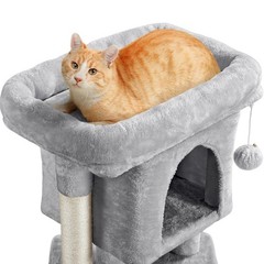 Cat Tree with Extra Large Plush Perch, Soft Cat Condo & Scratching Posts, Gray