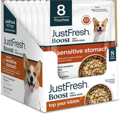 Justfresh Boost Sensitive Stomach Dog Food Toppers with Fiber for Gut Support &