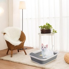 Tlence Collapsible Small Cat Litter Box, 17.7” Open Foldable Large, Grey