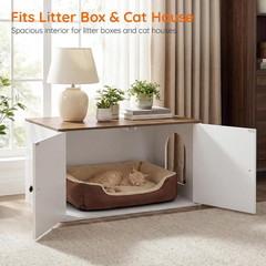 Cat Litter Box Enclosure, Hidden Litter Box Furniture with Side Entry, Litter Bo