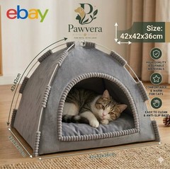 Cozy Cat Tent Bed with Soft Cushion – Foldable Indoor Pet House