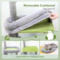 Globlazer Cat Tower for Indoor Adult Cats, 50-inch Heavy 50 inch, Light Grey