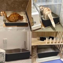 Stainless Steel Cat Litter Box Metal Medium to Large High Sided Litter Pan Tray