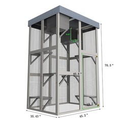 Large Outdoor Cat Cage Wooden Catio Enclosure with 4 Platforms & 2 Napping House