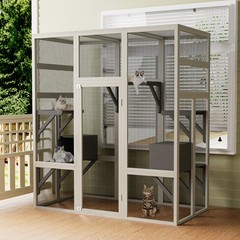 Outdoor Wooden Cat House Large Catio Cat Cage Shelter Enclosure Playpen Wood