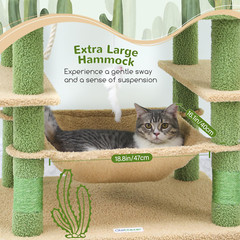 F76 Cactus Cat Tree Tower | 76-Inch Extra Tall Multi-Level Cat Furniture with Co