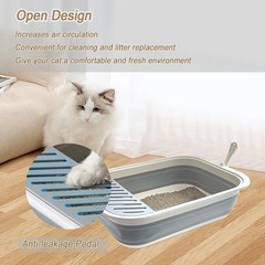 Collapsible Kitten Litter Box, 17.7 x 13.4 x 5 inch Open Cat Potty Pan with S…