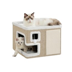 Cat Houses for Indoor Cats, Covered Cat Cave Bed with Scratch Pad and Fluffy …