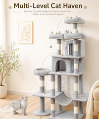 Heavy Duty Cat Tree for Indoor Cat, 71 Inch Large Cat Tower with Scratching Post