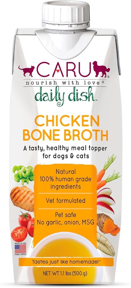 CARU Daily Dish Chicken Broth Meal Topper for Dogs and Cats – 1.1 lbs