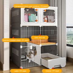 Integrated Cat House Hammock Cat Crate Indoor Catio Indoor Pet Cat House (Grey)