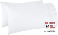 Kamas Egyptian Cotton Sateen Weave Pack of 2 Extra Queen Oversize- 23×34 White