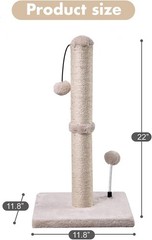 Premium Cat Scratching Post 22in sisal scratcher with Hanging Balls