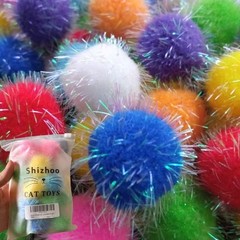 30 Count 1.2 Inch Sparkle Pom Pom Balls for Interactive Cat Play – Multicolor