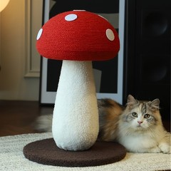 Tall Red Mushroom Cat Scratching Post Durable Sisal Resting Perch for Indoor Cat