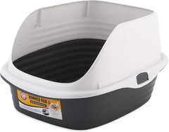 Arm & Hammer Rimmed Cat Litter Box with High Standard, Pearl White/ Dark Gray