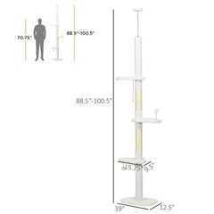 8.4′ Floor to Ceiling Cat Tree, Adjustable Height, Cloud Shape White