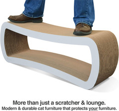 Jumbo Cat Scratcher Lounge, White. 39 X 11 X 14 Inch 4 Cardboard Scratching Surf