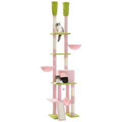 PAWZ Road Floor to Ceiling Cat Tree Tower with Dual Scratching Posts 85-112 Inch