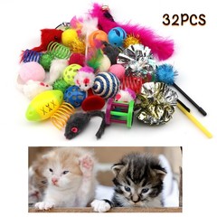 QUOZUO 32 Packs Cat Toys Variety Pack for cat, Balls with Multi-colored