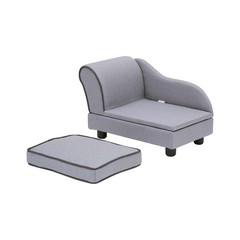 Teamson Pets Ivan Chaise Lounge Dog Bed with Storage for Pets Up to 33 lbs, Gray