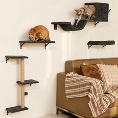 Cat Wall Shelves, Stable & Safe 4 in 1 Cat Furniture Set,16 Inch Drywall – Gray