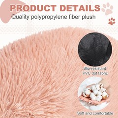 31.3 Inch (80cm) Cat Dog Bed Round Soft Fluffy Plush Pet Bed, Pink