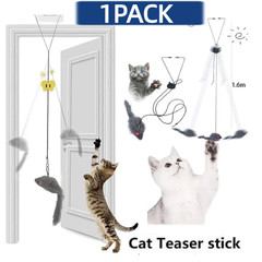 Cat Kitty Teaser Toys Retractable Door Hanging Mouse Interactive Pet Wind Plush