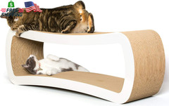 Petfusion Jumbo Cat Scratcher Lounge, White. 39 X 11 X 14 Inch 4 Cardboard Scrat