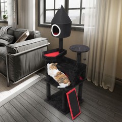 64″ Goth Cat Tree w/ Coffin Bed Black Cat Tower for Large Cats Scratching Posts