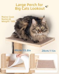 AECHONOW 80INCH WALL MOUNTED CAT TREE 15.8IN PERCH ADJUSTABLE SHELVES – WHITE