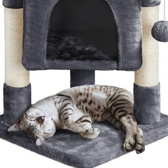 Cat Tree with Extra Large Plush Perch, Soft Cat Condo & Scratching Posts, Gray