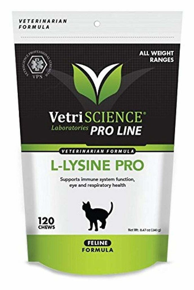 VetriScience L-Lysine Pro for Cats- Immune System Support for Felines (120chews)