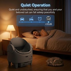 1 Roll Trash Bags Included Grey Open-Top Automatic Self-Cleaning Cat Litter Box,